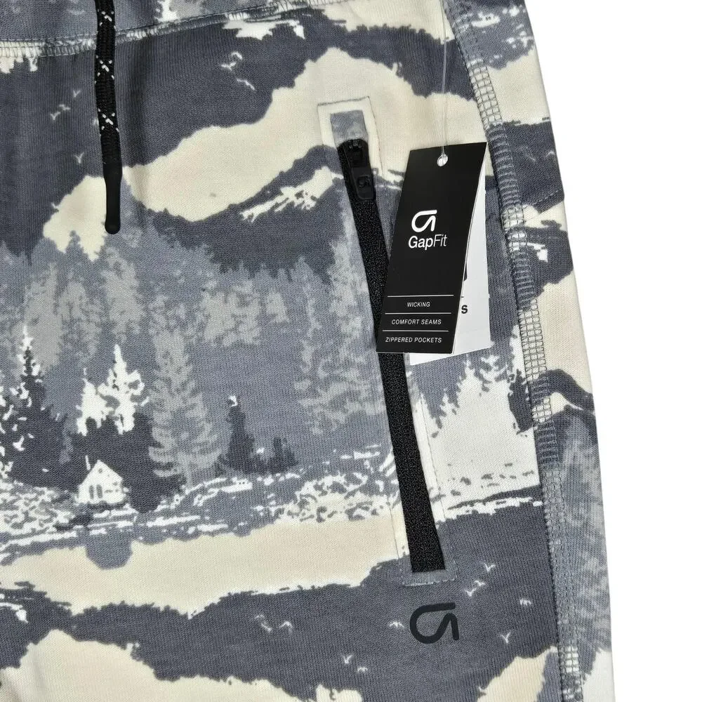 GapFit‎ Pants Kids Medium Gray Nature Mist Fit Tech Joggers Zip Pockets Casual